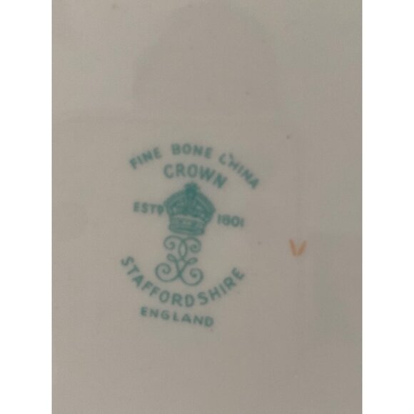 Crown Staffordshire Salad Plate Gray Blossoms Blue Replacement Vintage - Picture 6 of 8